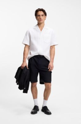 Oversized-fit shirt in structured cotton, White