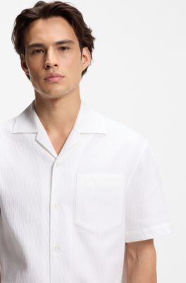 Oversized-fit shirt in structured cotton, White
