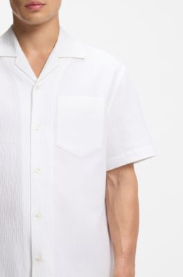 Camicia oversize in cotone lavorato, Bianco