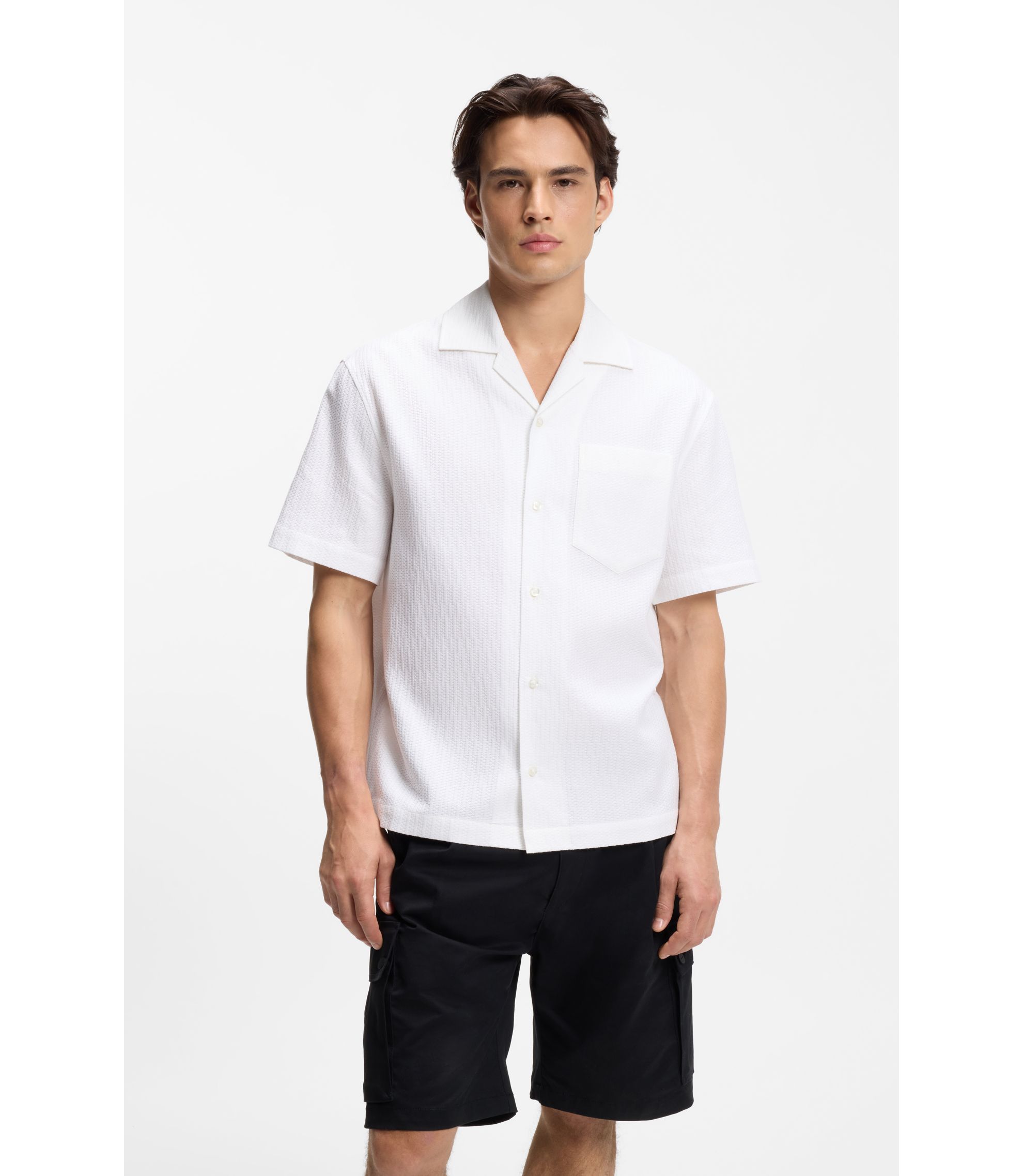 Oversized Hemd aus strukturierter Baumwolle