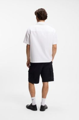 Camicia oversize in cotone lavorato, Bianco