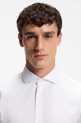 Regular-fit shirt in structured cotton, White