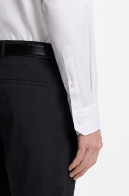 Regular-fit shirt in structured cotton, White