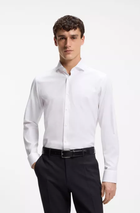 Regular-fit shirt in structured cotton