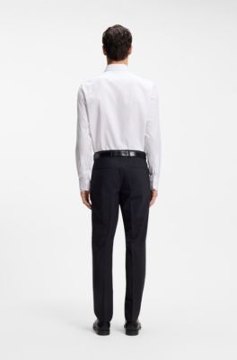 Regular-fit shirt in structured cotton, White