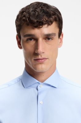 Regular-fit shirt in structured cotton, Light Blue