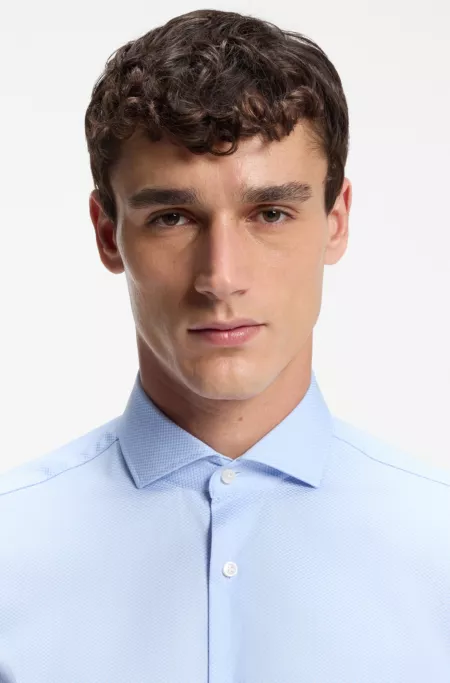 Regular-fit shirt in structured cotton
