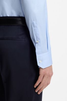 Regular-fit shirt in structured cotton, Light Blue