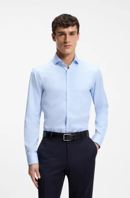 Regular-fit shirt in structured cotton