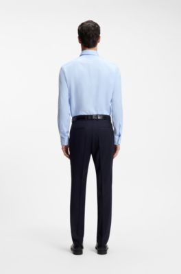 Regular-fit shirt in structured cotton, Light Blue