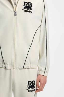 HUGO x RB zip-up jacket with bull motif, White