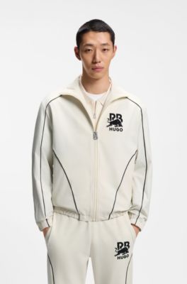 HUGO x RB zip-up jacket with bull motif, Natural