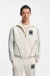 HUGO x RB zip-up jacket with bull motif, White