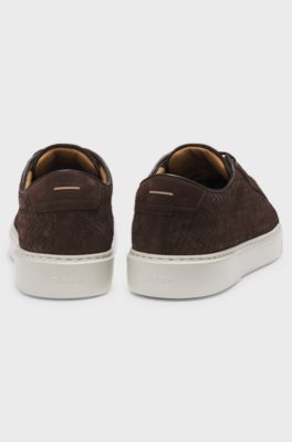 Sapatilhas Gary com parte superior em camur&ccedil;a tecida, Dark Brown