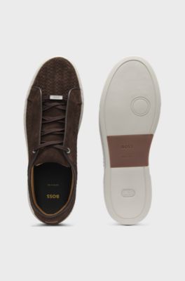 Gary sneakers met bovenzijde van geweven su&egrave;de, Donkerbruin