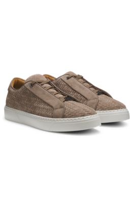 Gary trainers with woven suede uppers, Khaki