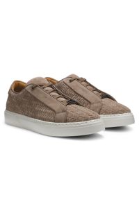 Gary trainers with woven suede uppers, Khaki