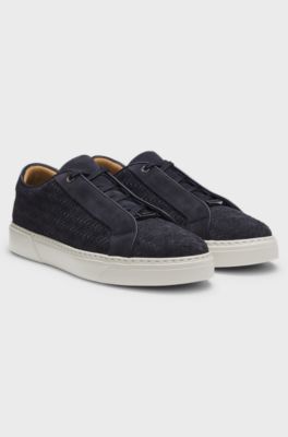 Gary sneakers met bovenzijde van geweven su&egrave;de, Donkerblauw