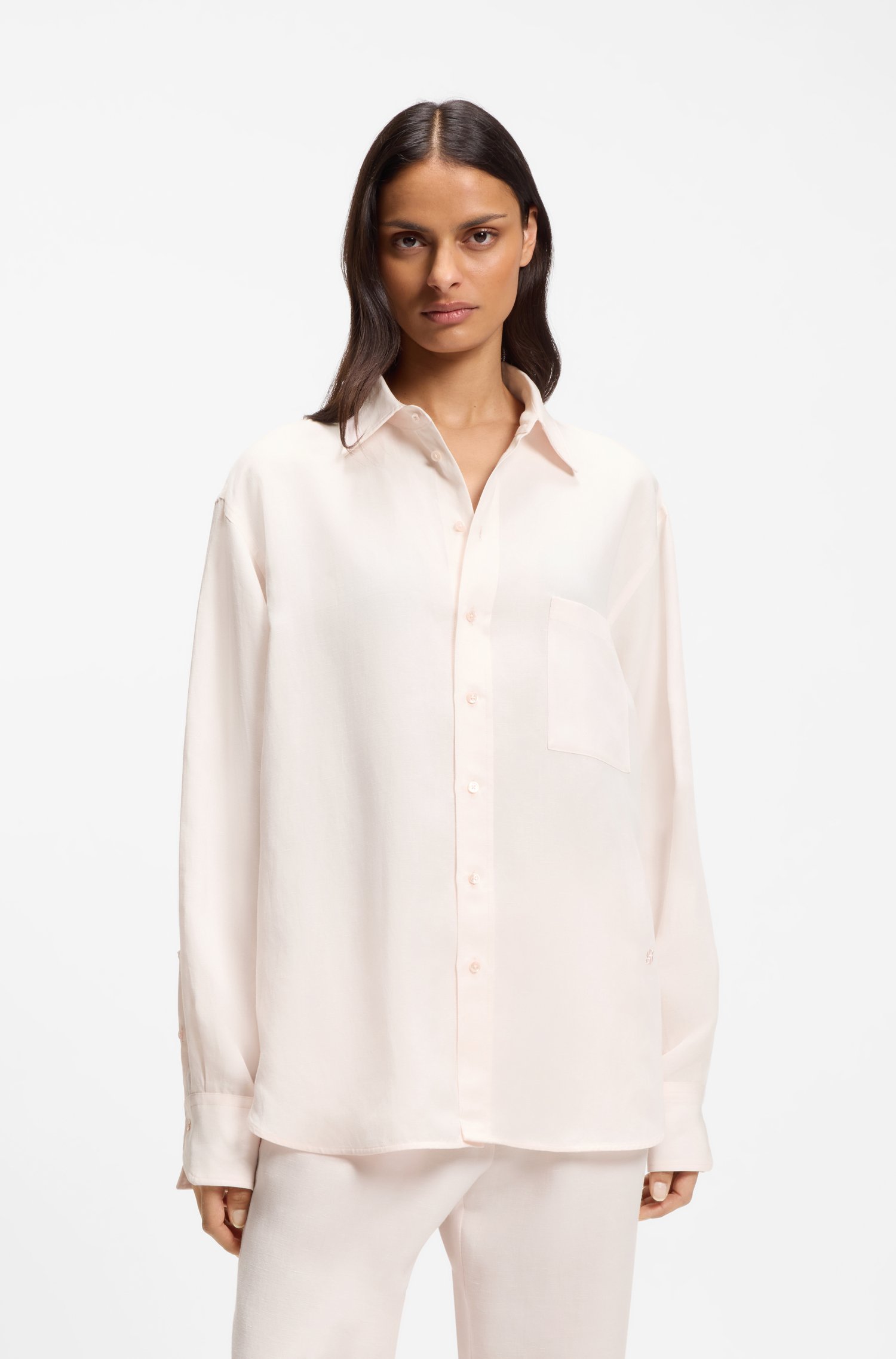 Boss Relaxed-fit blouse with chest pocket skjortor & blusar dam
