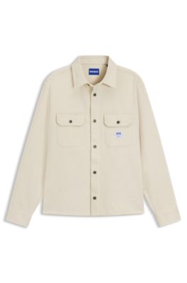 Oversized-fit overshirt in ecru denim, Natural