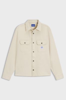 Oversized-fit overshirt in ecru denim, Natural