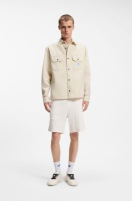 Oversized-fit overshirt in ecru denim, Natural