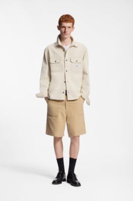 Oversized-fit overshirt in ecru denim, Natural