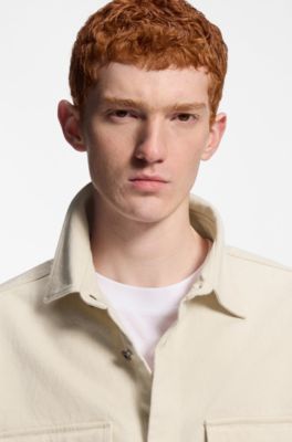 Oversized-fit overshirt in ecru denim, Natural