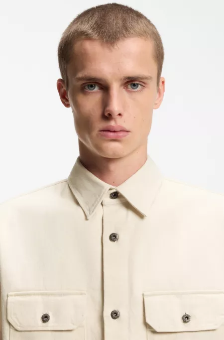 Oversized-fit overshirt in ecru denim