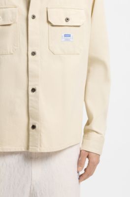Oversized-fit overshirt in ecru denim, Natural