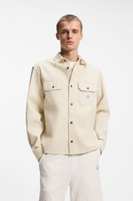 Oversized-fit overshirt in ecru denim, Natural