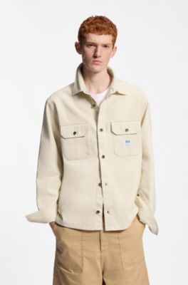 Oversized-fit overshirt in ecru denim, Natural