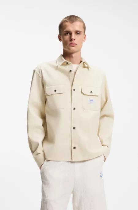 Oversized-fit overshirt in ecru denim
