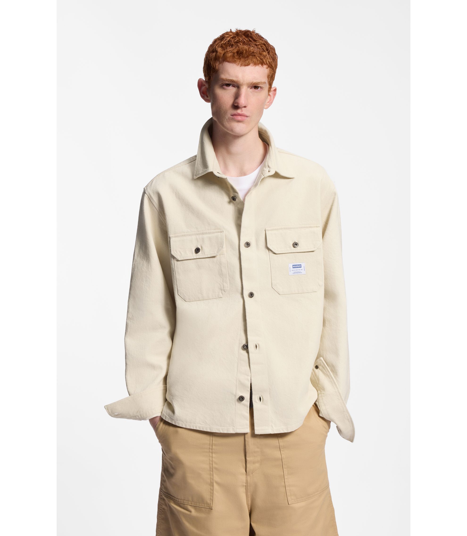 Oversized Overshirt aus ecru Denim