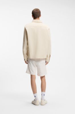 Oversized-fit overshirt in ecru denim, Natural