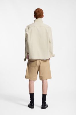 Oversized-fit overshirt in ecru denim, Natural