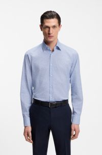 Chemise Regular en coton stretch imprim&eacute;, bleu clair
