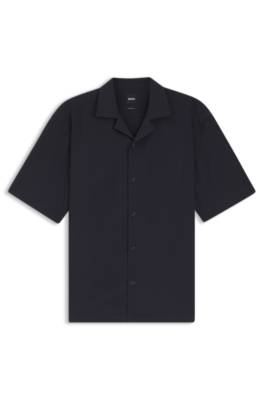 Relaxed-fit shirt in wool-blend mesh 1