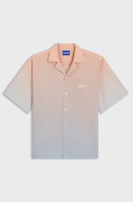 Camicia relaxed fit con stampa sfumata, Arancio chiaro