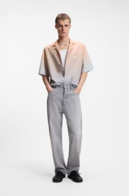 Relaxed-fit shirt with gradient print, Light Orange