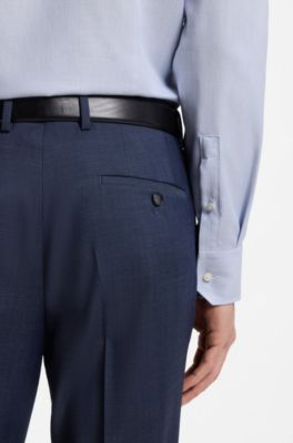 Slim-fit shirt in structured wrinkle-free cotton, Light Blue