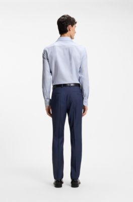 Slim-fit shirt in structured wrinkle-free cotton, Light Blue