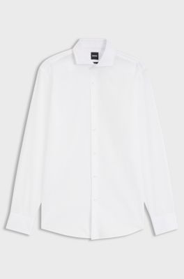 Slim-fit shirt in mercerised structured cotton, White