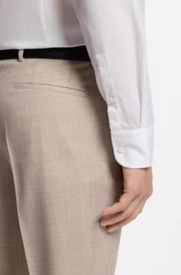 Slim-fit shirt in mercerised structured cotton, White