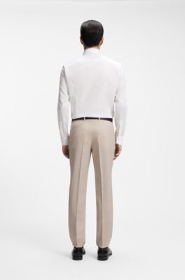 Slim-fit shirt in mercerised structured cotton, White