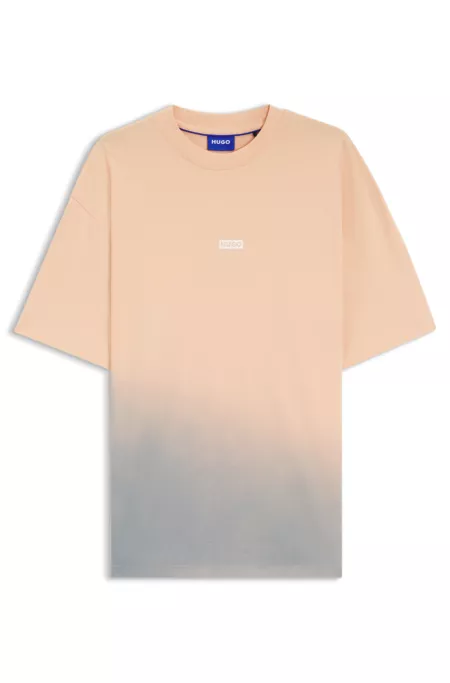 Dip-dyed logo T-shirt in cotton jersey
