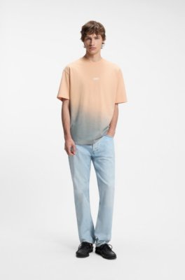 Hugo Dip-dyed logo T-shirt in cotton jersey herr – bild 3