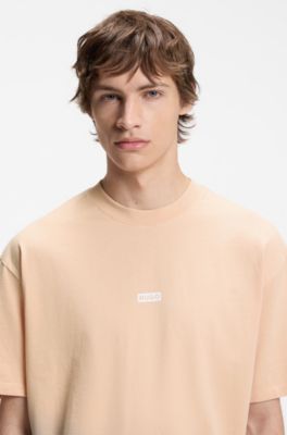 T-shirt in jersey di cotone con logo effetto dip-dye, Arancio chiaro