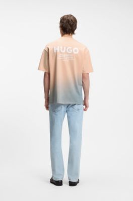 Dip-dyed logo T-shirt in cotton jersey, Light Orange