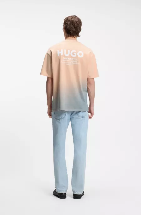 Dip-dyed logo T-shirt in cotton jersey